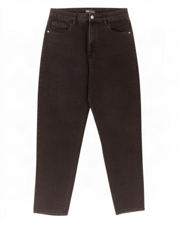 Zara Womens High Rise Tapered Jeans EU 40 Medium W30 L27 Black Cotton