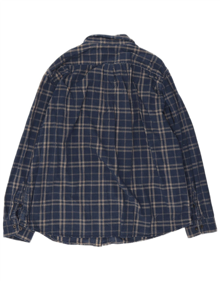 Marks & Spencer Mens Corduroy Shirt 3XL Navy Blue Check Cotton