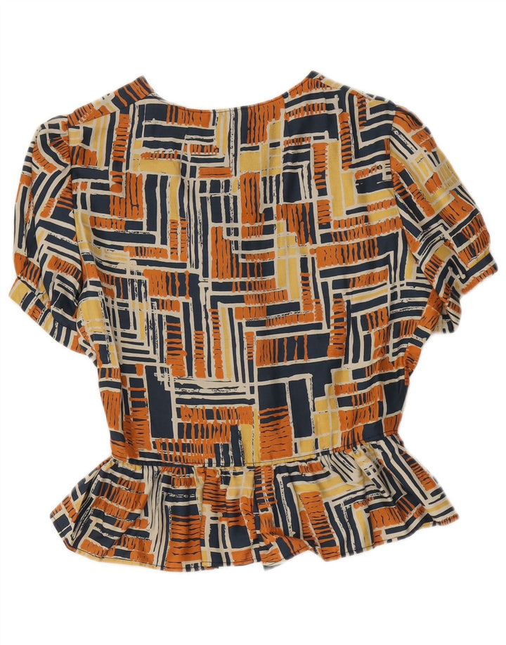 Vintage Womens Shirt Blouse UK 12 Medium Multicoloured Geometric