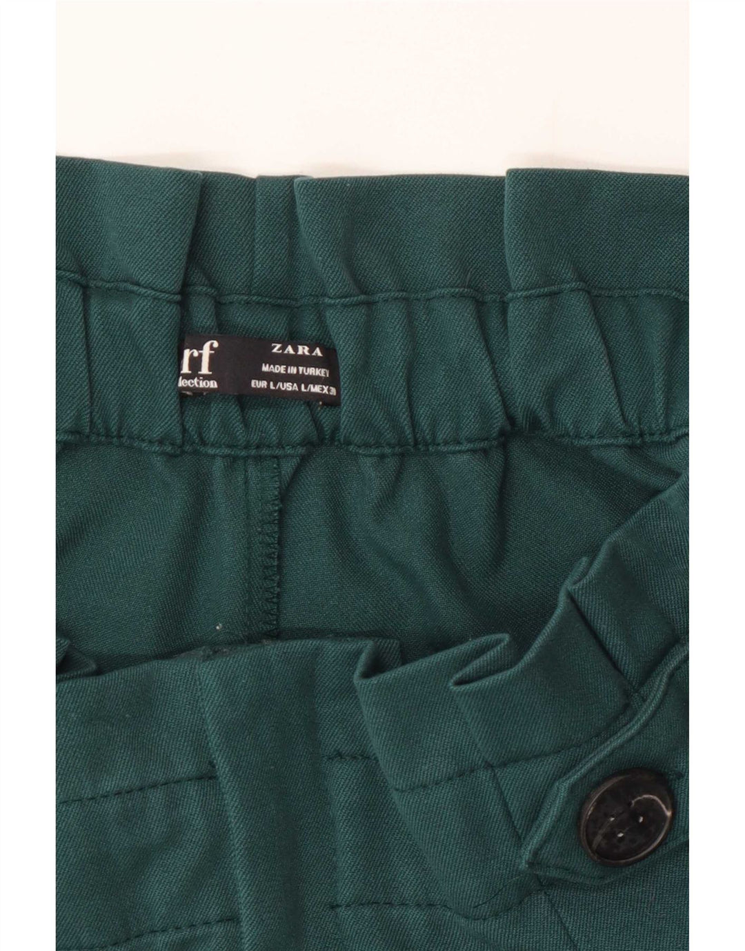 Zara Womens High Rise Casual Shorts Large W32 Green Polyester