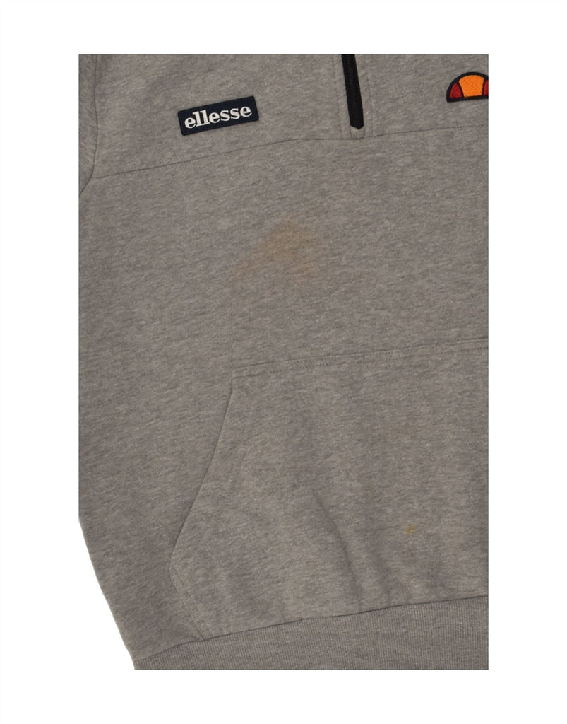 ELLESSE Mens Graphic Zip Neck Hoodie Jumper Medium Grey Cotton | Vintage Ellesse | Thrift | Second-Hand Ellesse | Used Clothing | Messina Hembry 