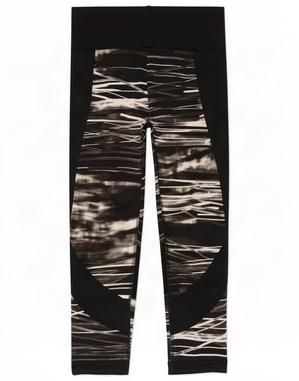 Marks & Spencer Mens Capri Leggings UK 12 Medium Black Striped Polyester