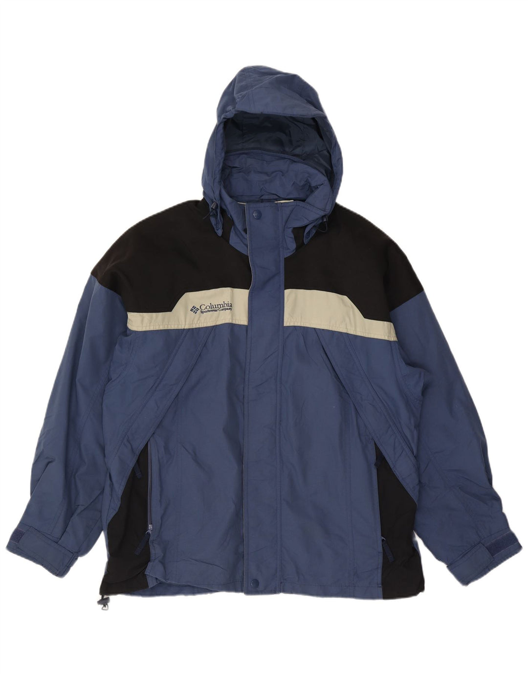 Champion Mens Hooded Windbreaker Jacket UK 40 Large Blue Colourblock Nylon