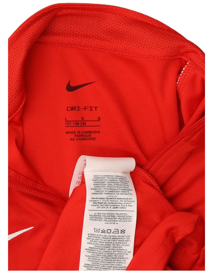 Nike Boys Dri Fit Tracksuit Top Jacket 12-13 Years Large Red Polyester
