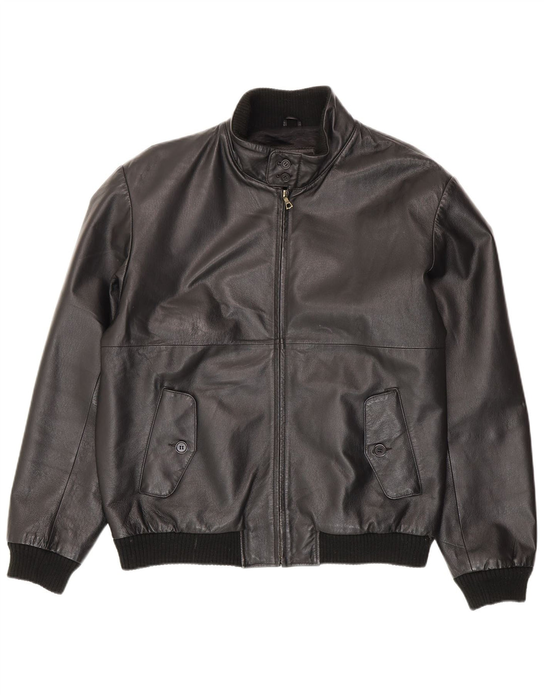 Vintage Mens Leather Jacket IT 54 2XL Black Leather