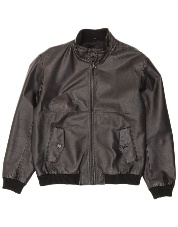 Vintage Mens Leather Jacket IT 54 2XL Black Leather