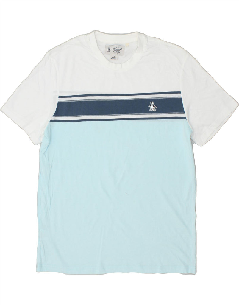 PENGUIN Mens T-Shirt Top Large White Colourblock Cotton | Vintage Penguin | Thrift | Second-Hand Penguin | Used Clothing | Messina Hembry 