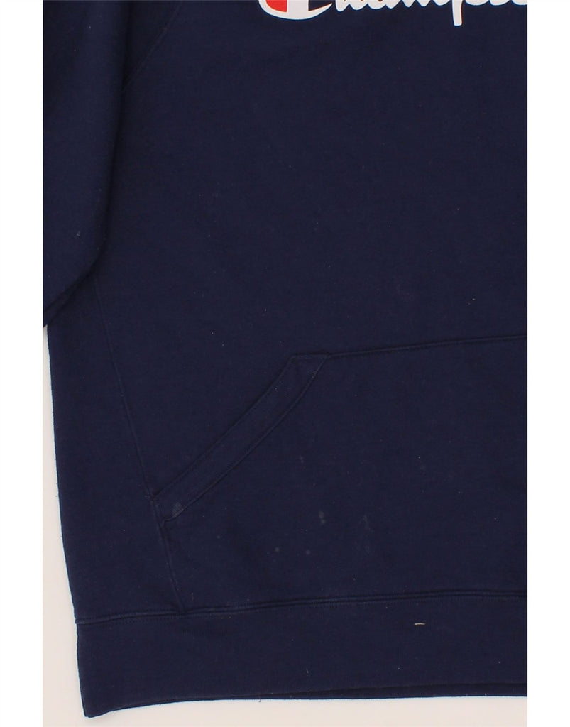CHAMPION Womens Oversized Graphic Hoodie Jumper UK 10 Small Navy Blue Vintage Champion and Second-Hand Champion from Messina Hembry 