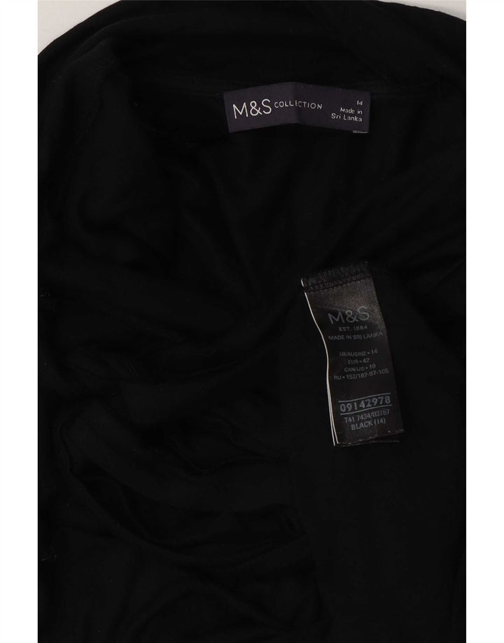 Marks & Spencer Womens Blouse Top UK 14 Large Navy Blue Viscose