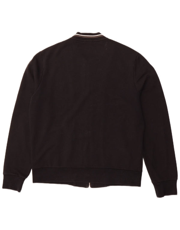 FRED PERRY Mens Tracksuit Top Jacket Large Black Cotton