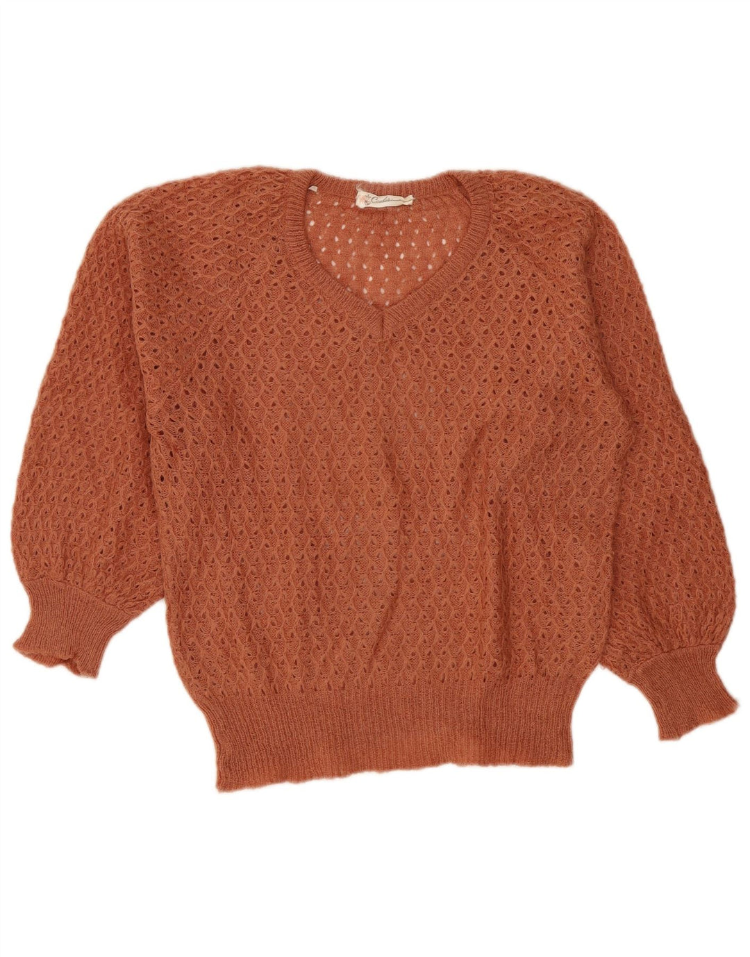 Vintage Womens V-Neck Jumper Sweater IT 42 Medium Brown