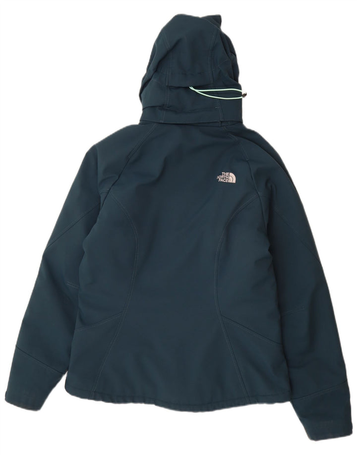 The North Face Womens Hooded Padded Jacket UK 14 Medium Navy Blue Polyester