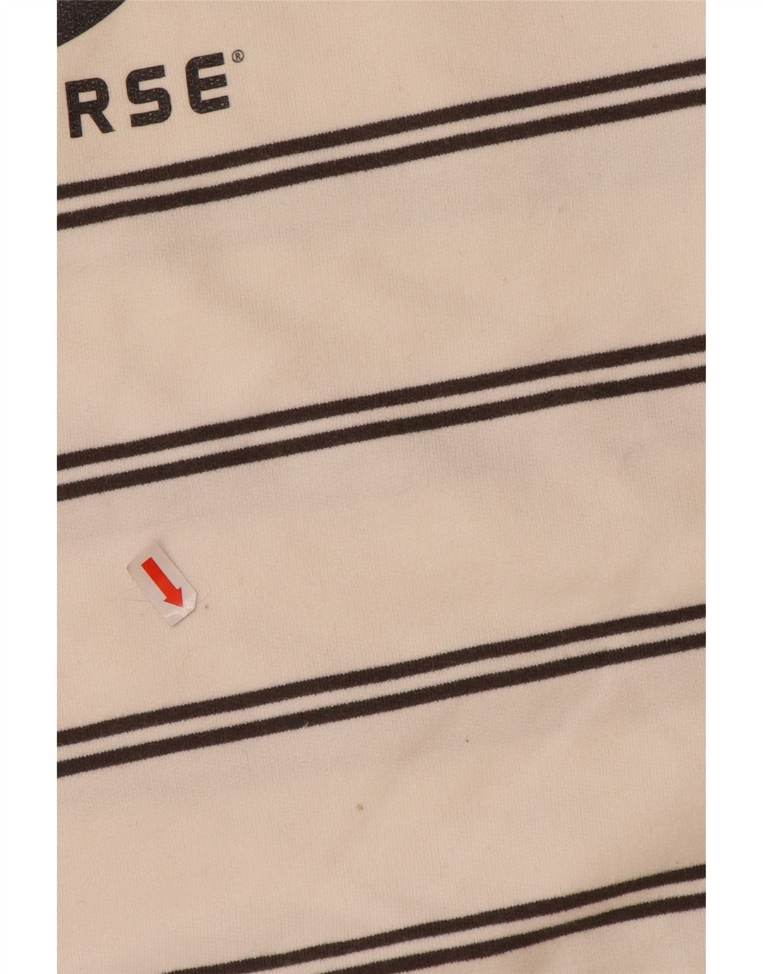 CONVERSE Mens Graphic Sweatshirt Jumper Medium Off White Striped Cotton