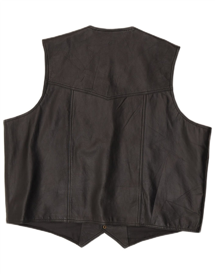 Running Bear Mens Leather Waistcoat 6XL Black