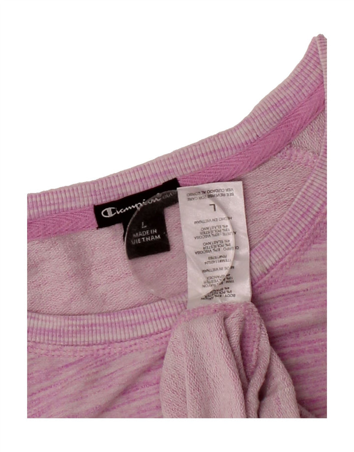 CHAMPION Womens Sweatshirt Jumper UK 16 Large Pink Flecked Rayon Vintage Champion and Second-Hand Champion from Messina Hembry 