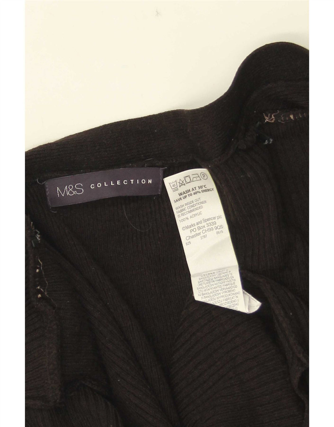 Marks & Spencer Womens Longline Open Cardigan Sweater UK 16 Large Black