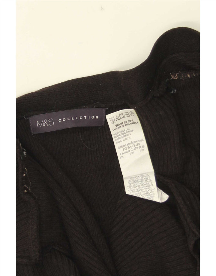 Marks & Spencer Womens Longline Open Cardigan Sweater UK 16 Large Black
