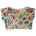VINTAGE Womens Short Sleeve Crop Top UK 12 Medium Multicoloured Floral