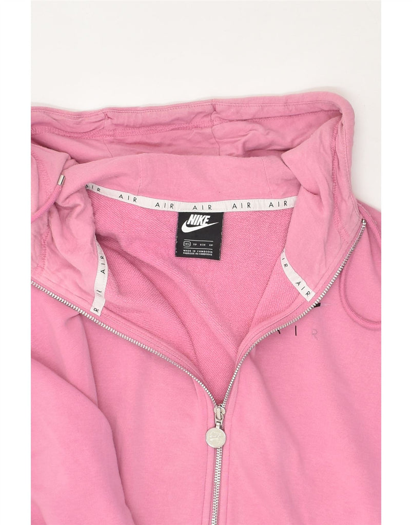 NIKE Womens Oversized Graphic Zip Hoodie Sweater UK 6 XS Pink Cotton | Vintage Nike | Thrift | Second-Hand Nike | Used Clothing | Messina Hembry 