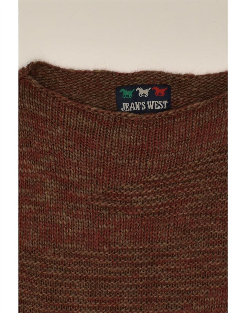 JEAN'S WEST Womens Boat Neck Jumper Sweater UK 10 Small Brown Acrylic | Vintage Jean's West | Thrift | Second-Hand Jean's West | Used Clothing | Messina Hembry 