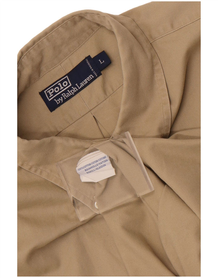 Polo Ralph Lauren Mens Shirt Large Beige Cotton