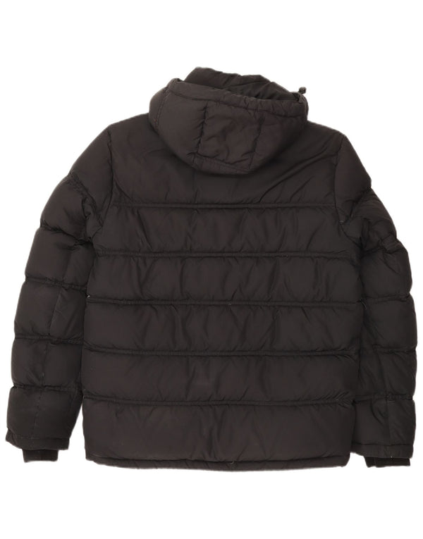 Tommy Hilfiger Mens Hooded Padded Jacket UK 38 Medium Grey Cotton