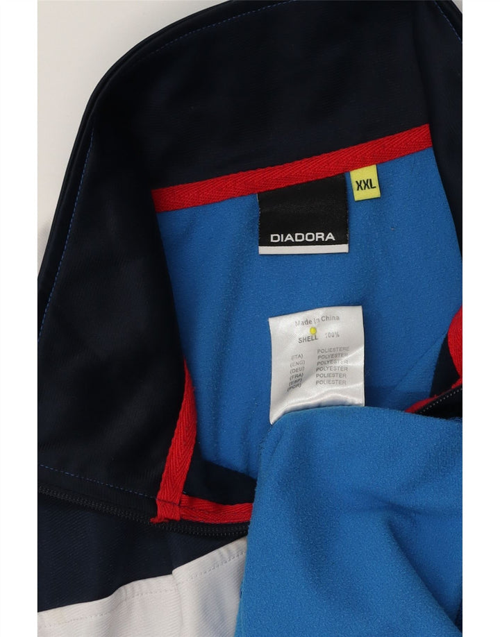 Diadora Mens Tracksuit Top Jacket 2XL Blue Colourblock Polyester