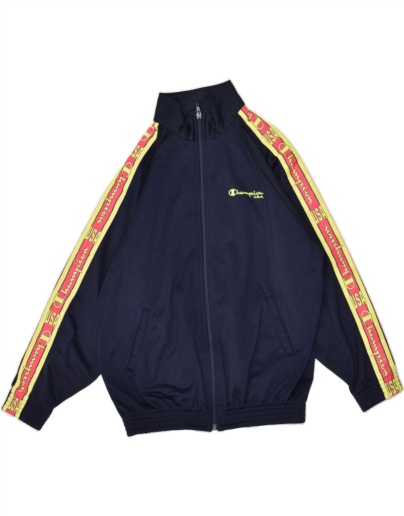 CHAMPION Boys Graphic Tracksuit Top Jacket 9-10 Years Medium Navy Blue | Vintage Champion | Thrift | Second-Hand Champion | Used Clothing | Messina Hembry 