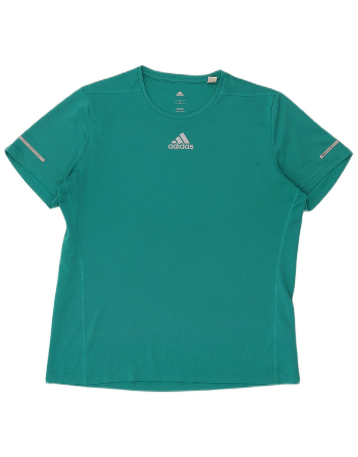 Adidas Mens Climalite T-Shirt Top Large Turquoise Polyester