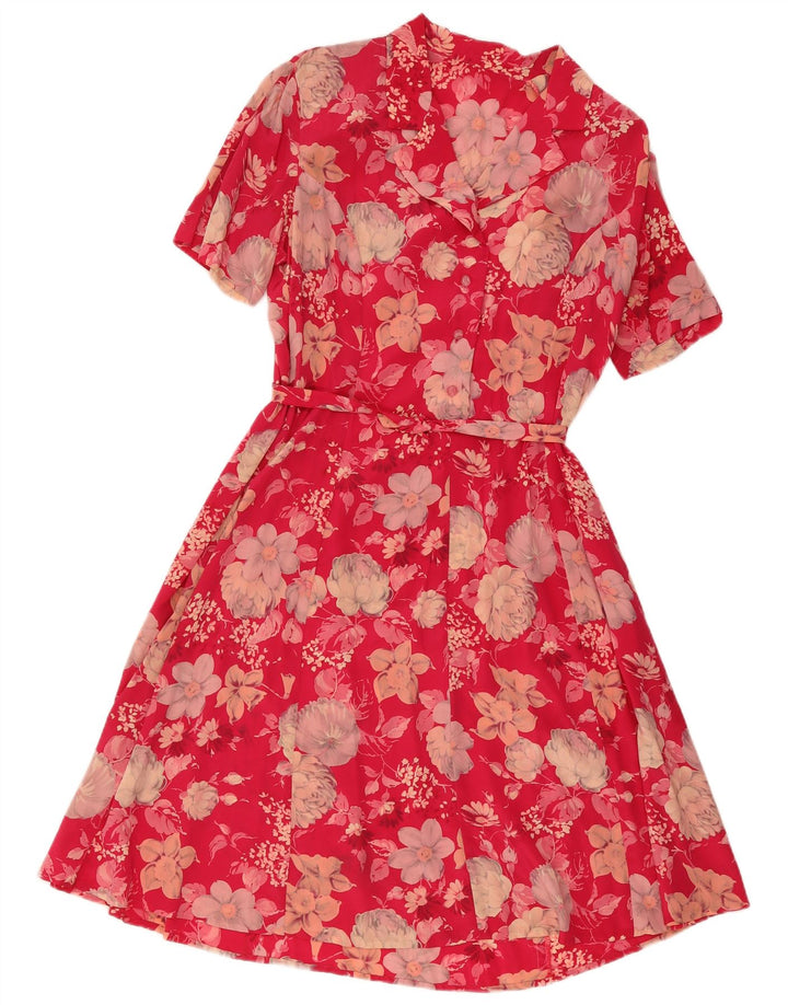 Vintage Womens A-Line Dress UK 12 Medium Red Floral