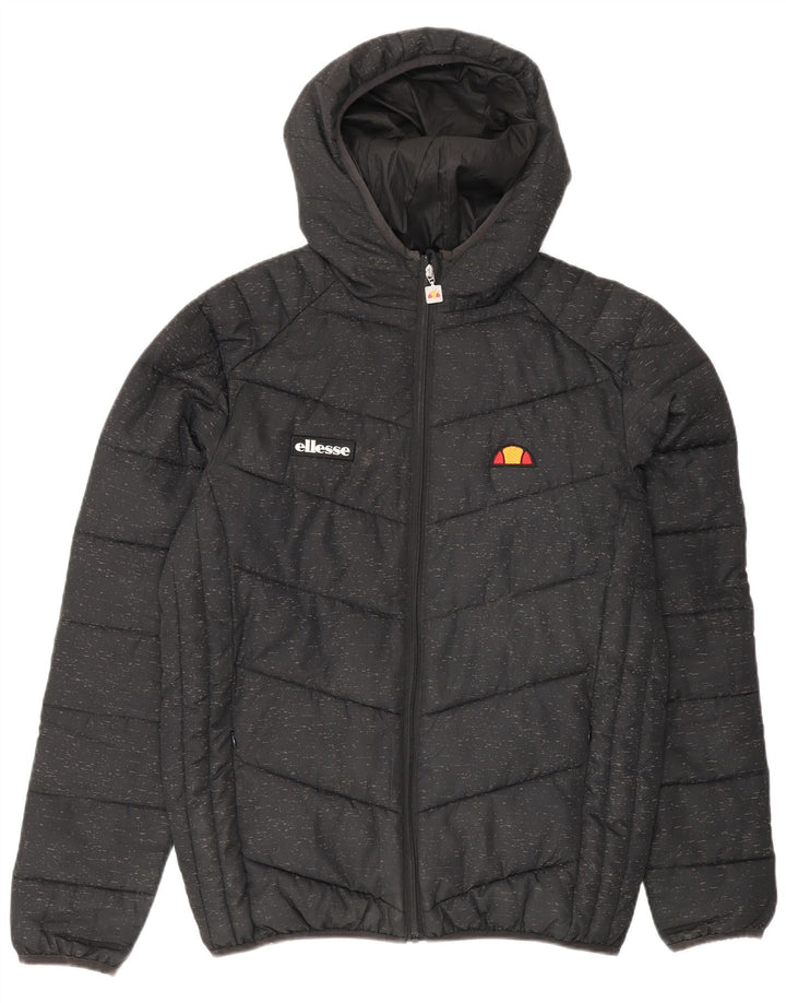 Ellesse Mens Hooded Padded Jacket UK 38 Medium Black Flecked Polyester