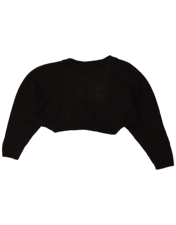 Zara Womens Crop Open Bolero Jumper UK 12 Medium Black Acrylic