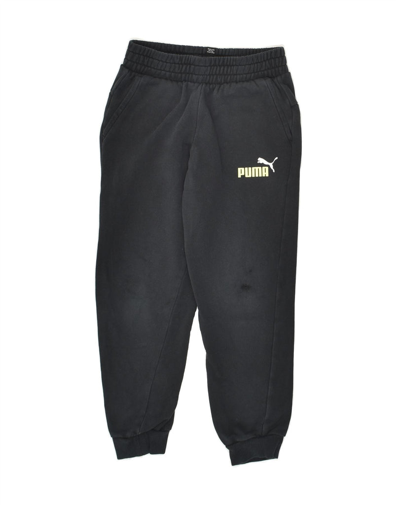 PUMA Boys Graphic Tracksuit Trousers Joggers 9-10 Years Black Cotton | Vintage Puma | Thrift | Second-Hand Puma | Used Clothing | Messina Hembry 