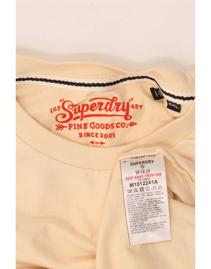 Superdry Mens T-Shirt Top 2XL Beige Cotton