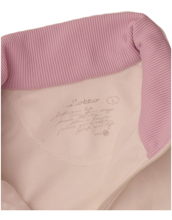 Lotto Womens Tracksuit Top Jacket UK 14 Large Pink Polyester