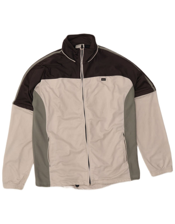 Asics Mens Tracksuit Top Jacket Large White Colourblock
