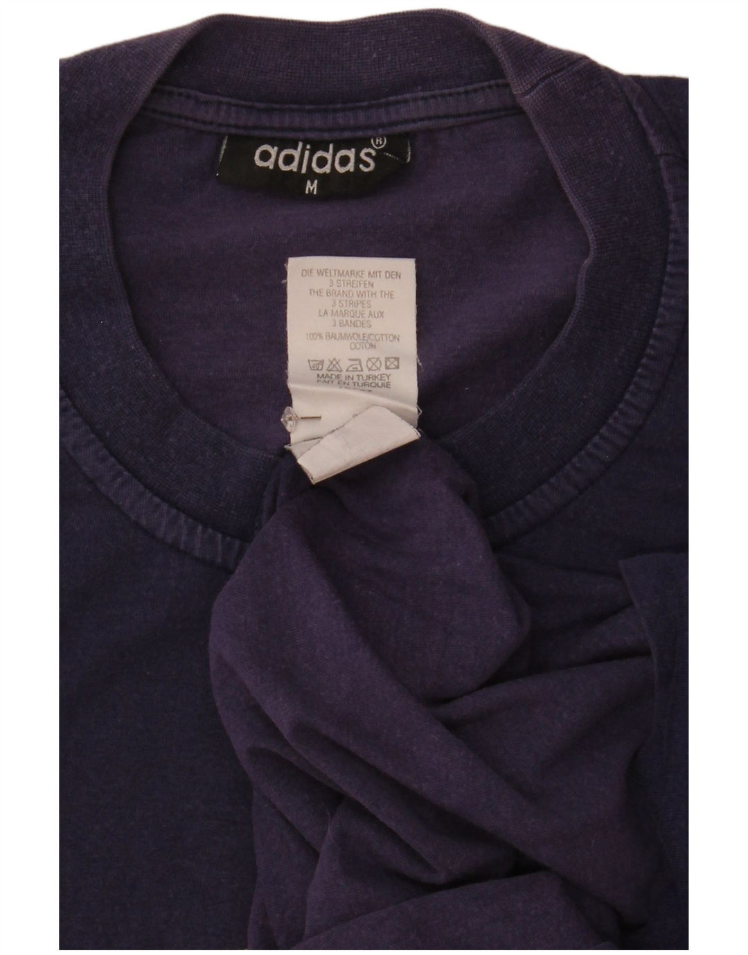 Adidas Mens Graphic T-Shirt Top Medium Navy Blue Cotton