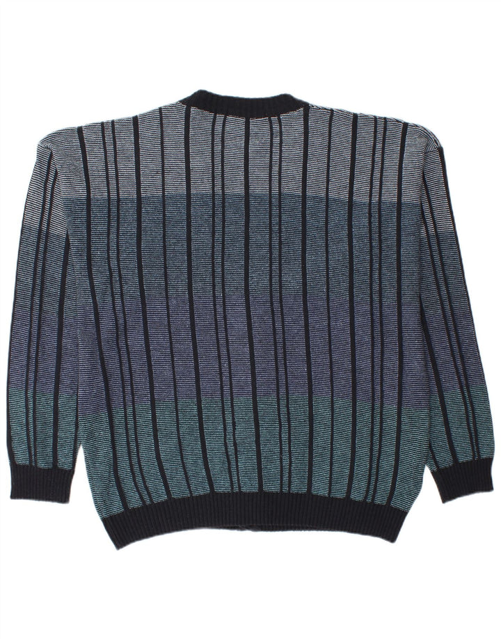 Cassan Mens Cardigan Sweater IT 52 Large Multicoloured Striped Cotton