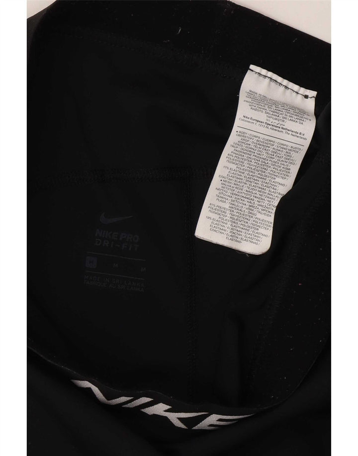 Nike Womens Dri Fit Graphic Crop Leggings UK 12 Medium Black Polyester