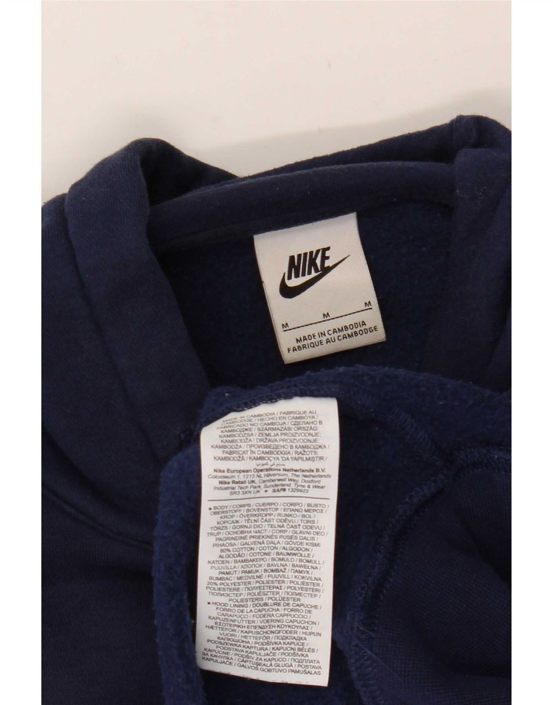 Nike Mens Hoodie Jumper Medium Navy Blue Cotton