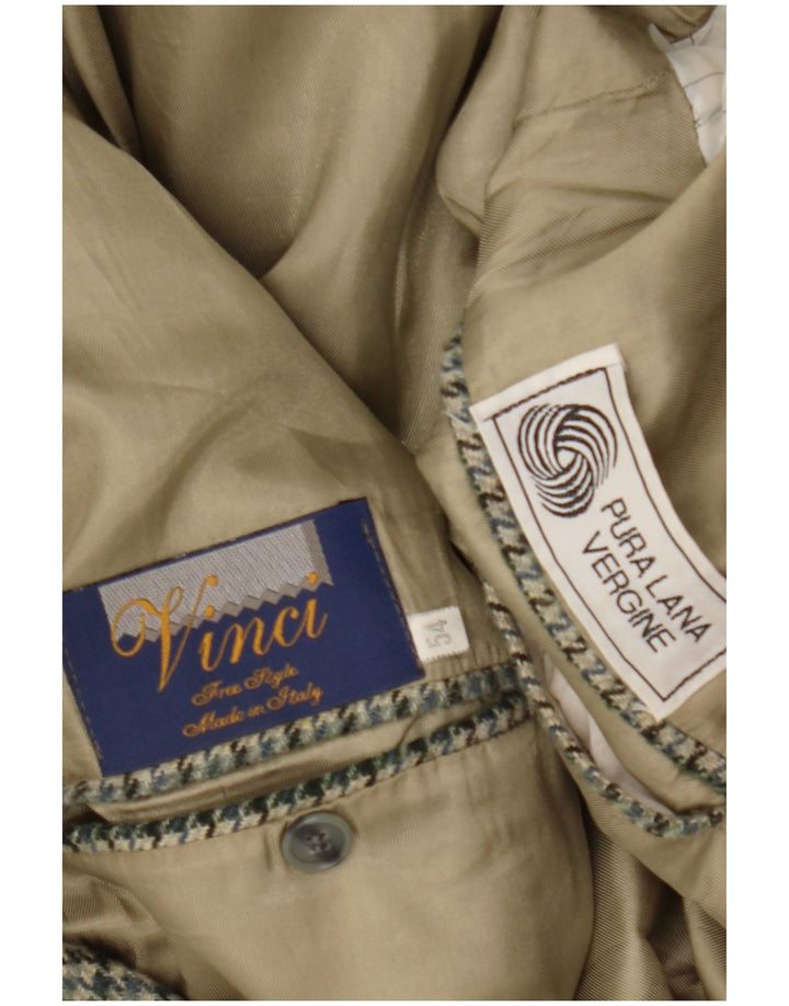 Vinci Mens 2 Button Blazer Jacket IT 54 2XL Grey Check Wool