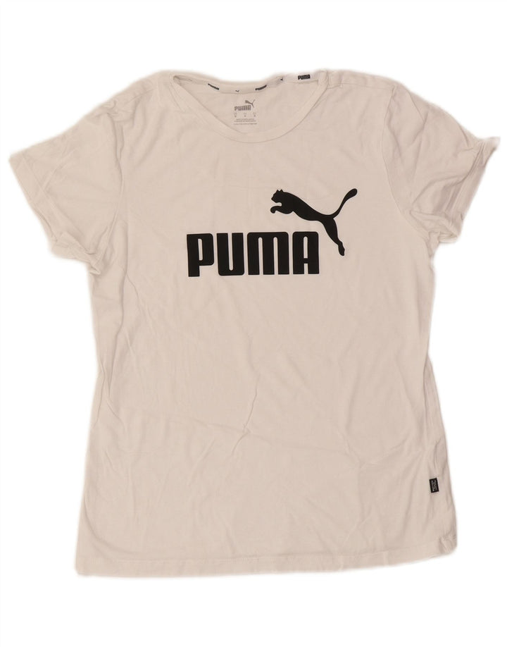 Puma Womens Graphic T-Shirt Top UK 12 Medium White
