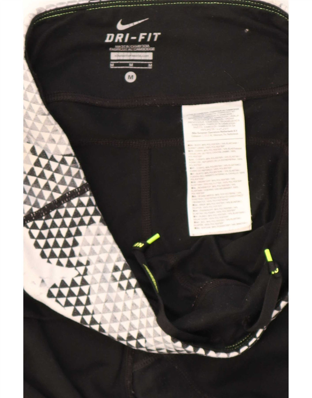 Nike Womens Dri Fit Leggings UK 14 Medium Black Geometric Polyester