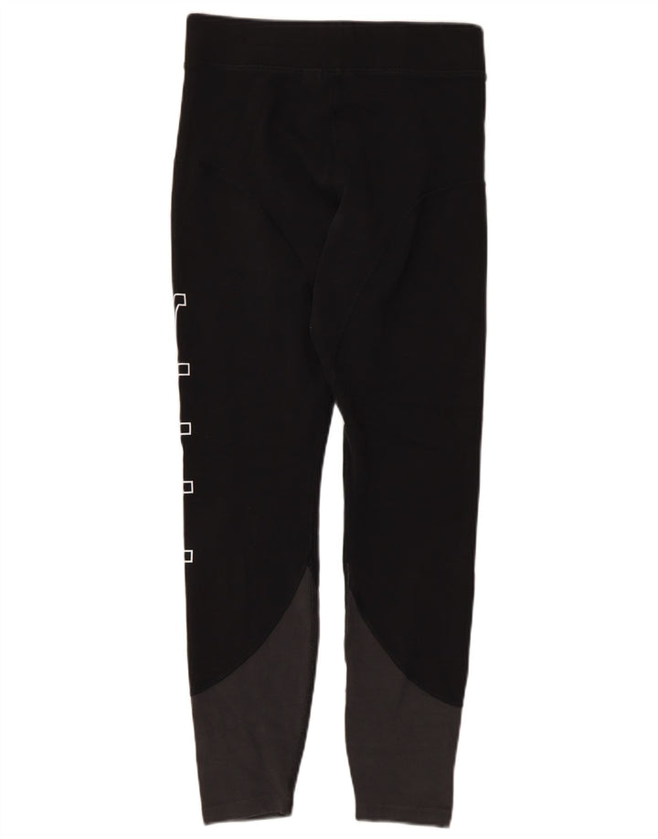 Nike Womens Graphic Leggings UK 12 Medium Black Colourblock Cotton