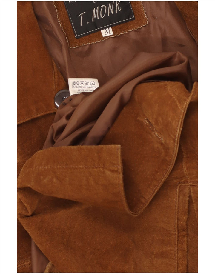 Vintage Mens 3 Button Suede Blazer Jacket UK 38 Medium Brown Leather