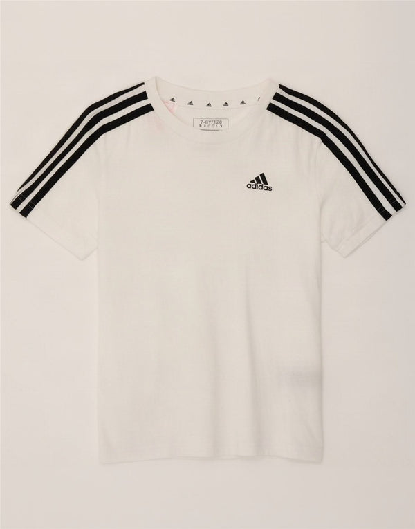 Adidas Boys T-Shirt Top 7-8 Years White Cotton