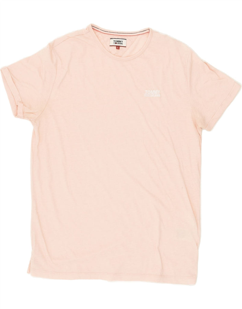 TOMMY HILFIGER Mens T-Shirt Top Large Pink Cotton | Vintage Tommy Hilfiger | Thrift | Second-Hand Tommy Hilfiger | Used Clothing | Messina Hembry 