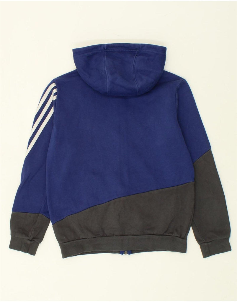 ADIDAS Boys Zip Hoodie Sweater 11-12 Years Navy Blue Colourblock Cotton Vintage Adidas and Second-Hand Adidas from Messina Hembry 