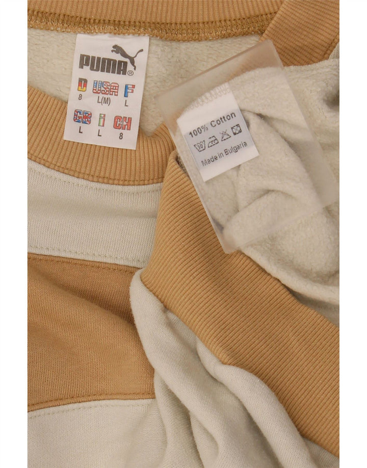 PUMA Mens Sweatshirt Jumper Large White Colourblock Cotton