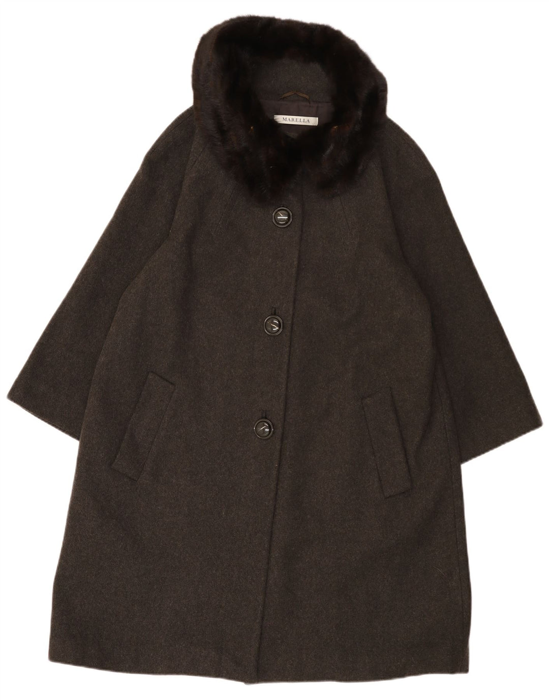 Marella Womens Loose Fit Overcoat UK 14 Large Grey Wool